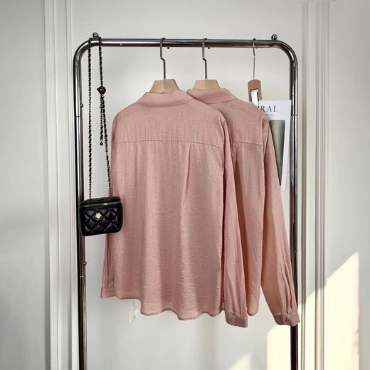 F0316102亚麻三文鱼粉衬衫早春新款高阶通勤衬衫上衣 商品图2