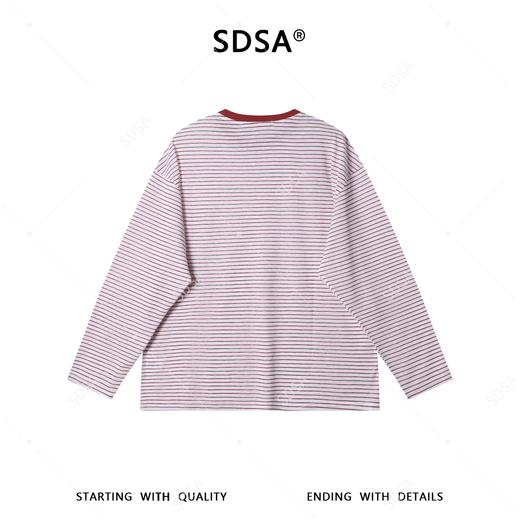 SDSA男装2026新款高贵轻奢时尚简约条纹圆领长袖T恤百搭宽松上衣 商品图4