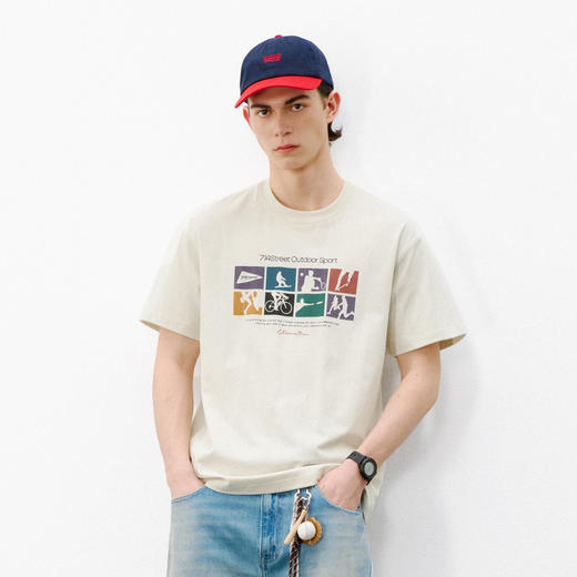 714street速干凉感7A抗菌灰色短袖男2026夏季潮牌运动印花情侣T恤 商品图2