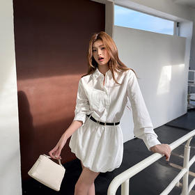 西遇山茶白茉莉衬衫连衣裙女2026年春季新款极简休闲气质花苞短裙SS060224