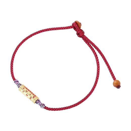 六鑫珠宝 s925银镀金太岁手工编织本命年红绳手链 新中式 商品图3