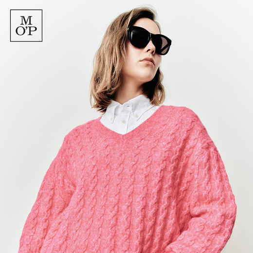 Marc O'Polo/MOP25春秋季新款初春设计感V领绞花长袖套头针织衫女 商品图4