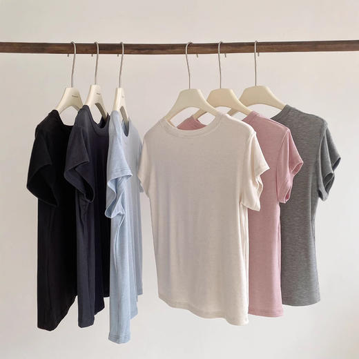 莱赛尔兰精天丝醋酸绵羊毛T恤 春夏薄款纸片人面膜短袖上衣 商品图1