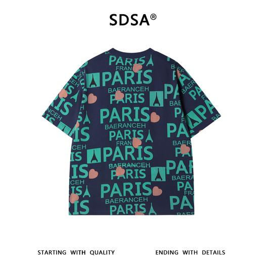 SDSA男装2026新款高贵轻奢美式撞色满印字母印花圆领短袖T恤百搭 商品图4