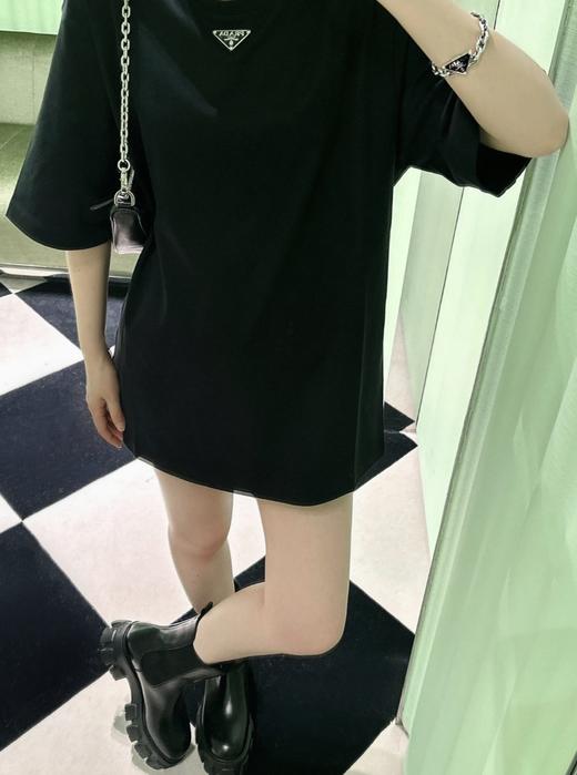 普拉达 三角标logo短袖T恤 黑色 男女同款（DY） 商品图5