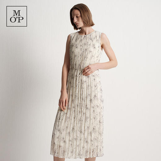 Marc O'Polo/MOP夏季新款好看无袖高级压褶印花长款薄纱连衣裙女 商品图1