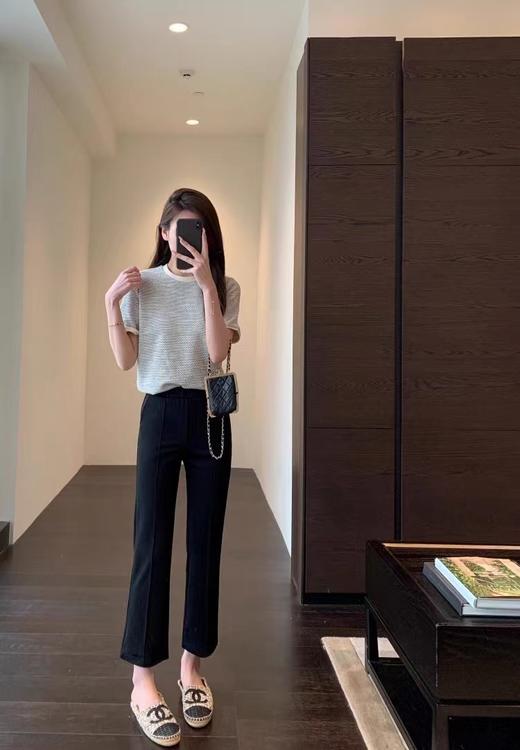 F031691大长腿高腰鱼尾小黑裤微喇裤直筒裤女春夏新款 商品图7