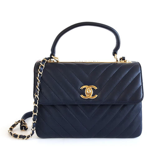 【95新】CHANEL香奈儿Trendy cc系列A92236 Y83366 4B471小号深蓝色金扣V纹trendy cc链条包单肩包女士110326JJ31 商品图0