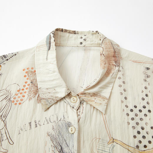 谜底手绘印花衬衣分袖2026夏季新品悬垂透气百搭衬衫女262MC0683 商品图3