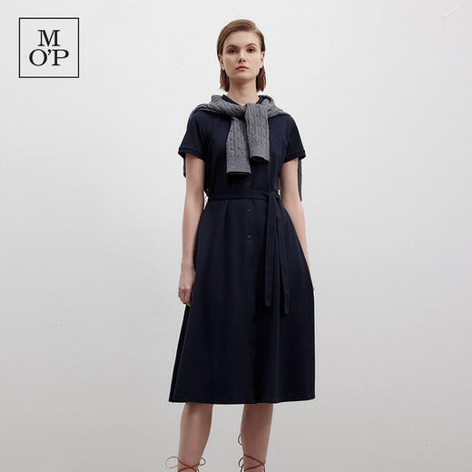 Marc O'Polo夏季新款好看女士针织经典POLO领系带连衣裙修身显瘦 商品图3