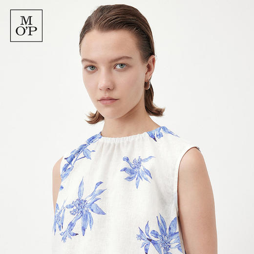 Marc O'Polo/MOP夏季新款好看植物印花亚麻打褶无袖背心女士上衣 商品图4