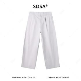 SDSA男装2026新款高贵轻奢时尚简约纯色褶皱直筒休闲裤百搭宽松