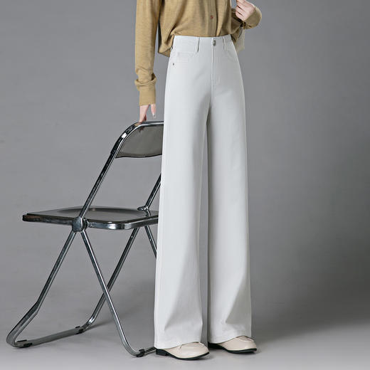 牛仔棉面料阔腿裤2026年新款高腰直筒裤QYM2608 商品图1