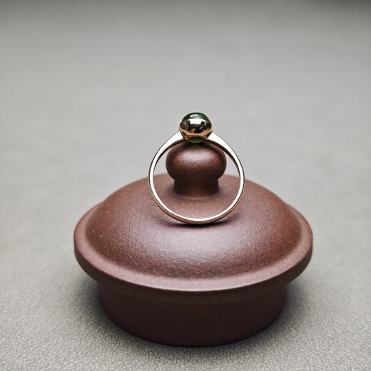 和田玉碧玉冰底菠菜绿阳绿18K金镶嵌精美戒指 312-8 商品图3