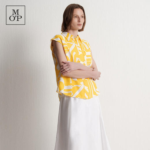 【唯品专供不上架】2025夏季新款度假风时尚印花天然亚麻无袖衬衫 商品图2