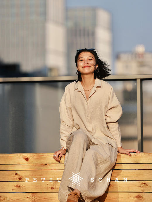 Petit Schan小闪 CLO#1076 Calm and composed 神闲  桑蚕丝混纺手工刺绣休闲衬衫 商品图1