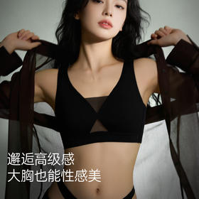 D2-【B-E杯】润微大胸显小内衣女大码无痕裸感兔耳杯性感美背上托提拉文胸罩  浅雾柔纱