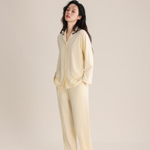 怡吾色情侣款兰精莫棉丝滑透气翻领家居服睡衣套装 商品图8