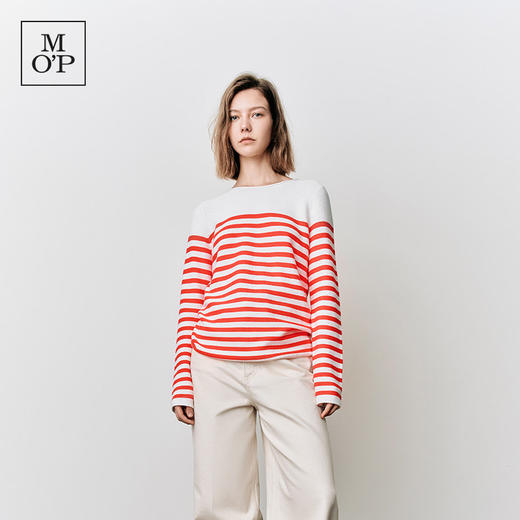 Marc O'Polo/MOP25春秋季新款宽松时尚纯棉条纹圆领长袖T恤女上衣 商品图0