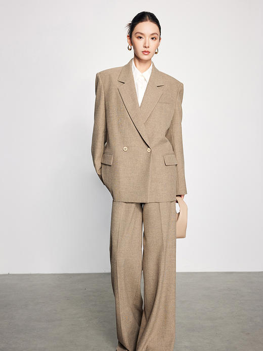 法小曼*子珍韩系少女卡其色西装套装女直筒型2026新款大女主气场西服 商品图4