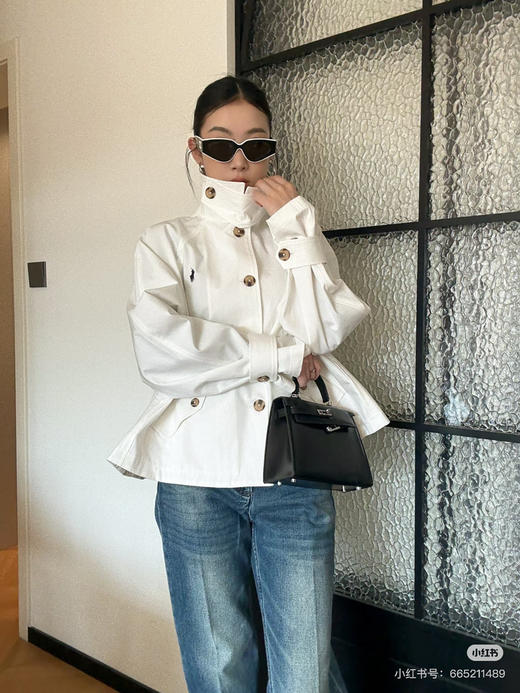 【秒杀价已调 直接拍】RL 拉夫 早春升级款棉麻混纺斗篷 白色风衣外套 商品图3