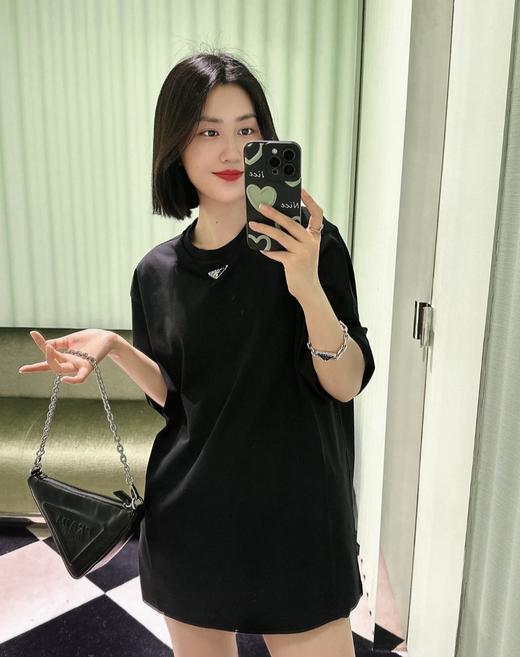 普拉达 三角标logo短袖T恤 黑色 男女同款（DY） 商品图4