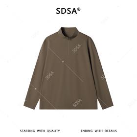 SDSA男装2026新款高贵轻奢时尚简约纯色半拉链立领长袖T恤百搭