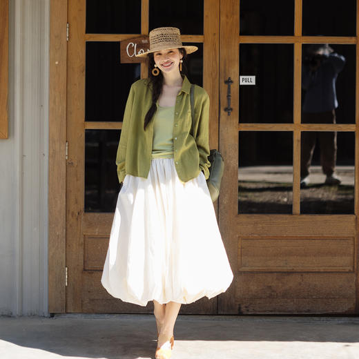 特绽放271朵/入蓝系列·纯苎麻显瘦正肩长袖衬衫克莱因蓝防晒上衣 商品图3