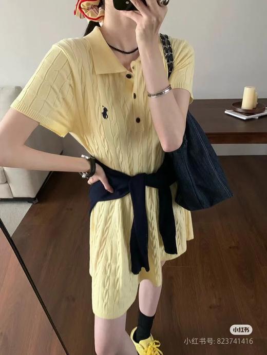 F031687优雅气质大方质感POLO领刺绣搭片针织短袖麻花连衣裙 商品图7