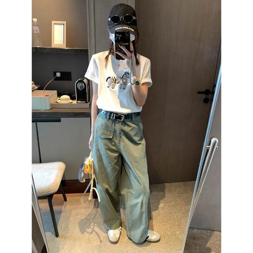 雀说设计感卡通刺绣斑马圆领宽松百搭短袖T恤 ALWMQ1133 商品图2