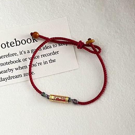 六鑫珠宝 s925银镀金太岁手工编织本命年红绳手链 新中式 商品图1