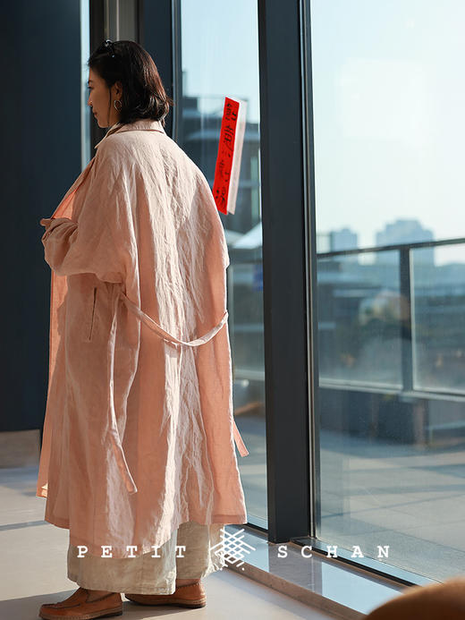 Petit Schan小闪 CLO#1077 The Oriental Matisse 东方马蒂斯   纯亚麻成衣染色长款风衣外套 商品图4