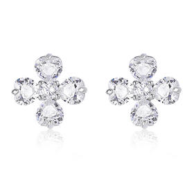 卡蒂罗KADER 璀璨四叶草耳钉 925银闪锆满铺幸运四叶草造型设计好运满怀耳饰 简约百搭睡觉免摘