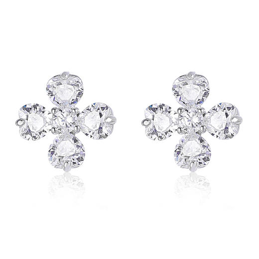 卡蒂罗KADER 璀璨四叶草耳钉 925银闪锆满铺幸运四叶草造型设计好运满怀耳饰 简约百搭睡觉免摘 商品图0