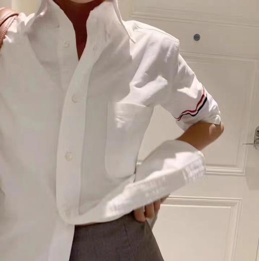 F0316119夏季牛津纺面料手臂四道杠撞色短袖衬衫上衣 商品图8