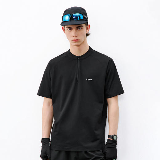 714street夏季吸湿速干健身服抗菌凉感运动短袖半拉链防晒T恤男款 商品图1