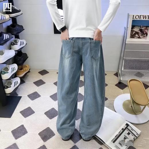 F031650复古高街感水洗做旧拼接通勤百搭廓形弯刀牛仔裤 商品图7