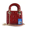 【95新】Dior迪奥LADY DIOR手袋迷你红色漆皮三格戴妃链条包手提单肩包女士130326HS10 商品缩略图3