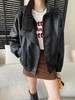 F031692女装欧美立领机车感PU皮长袖立领夹克短外套 商品缩略图7