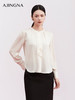 【商场同款】阿菁娜春季新款飘带衫不对称荷叶边珍珠扣点缀精致灵动柔美A31C109013 商品缩略图1