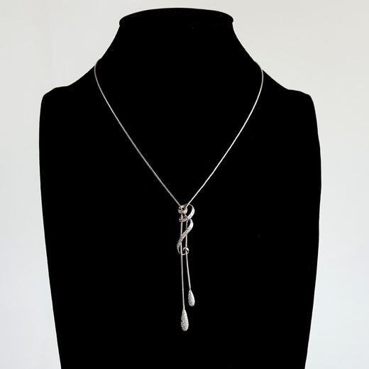 【天然正品】AU750白金简约时尚设计师款0.82克拉群镶钻石项链30CM（长度可调节）020326NJ27 商品图5