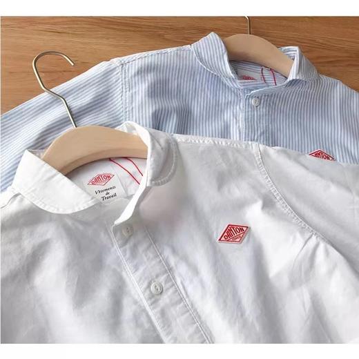 F031688简约日系甜美娃娃领纯色条纹套头短袖衬衣衬衫 商品图1