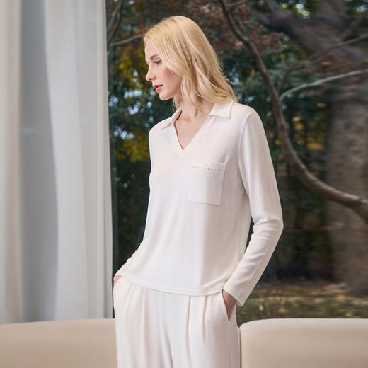 Solo seta女士纯色莫代尔桑蚕丝睡衣套装修身内搭家居服2026春季 商品图3