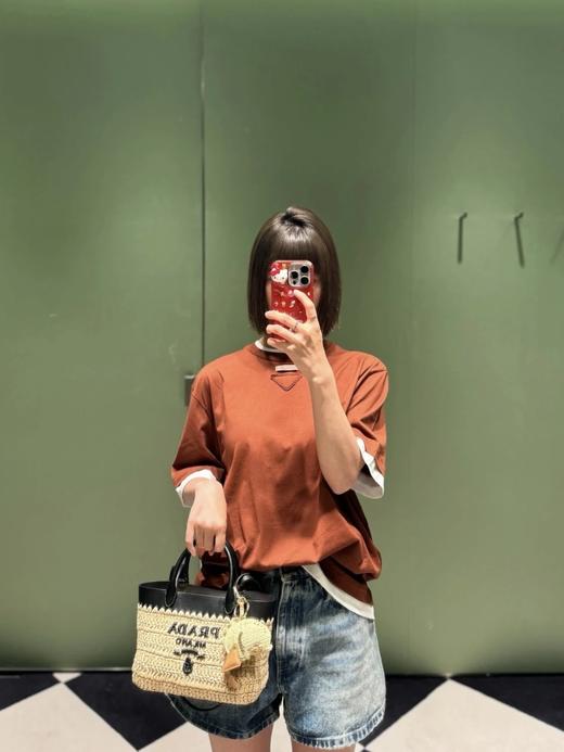 普拉达  25ss假两件三角标logo短袖T恤 男女同款（DY） 商品图1