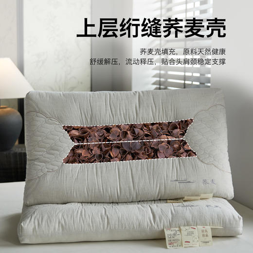 【99元起2个】【面料：新疆棉+亚麻 填充：荞麦+羽丝绒】棉麻荞麦护颈枕 商品图2