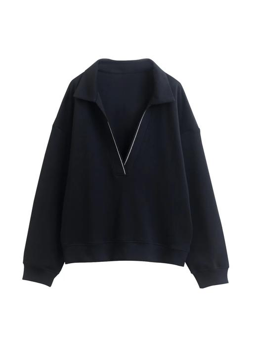 F031601秋冬新款韩系时尚极简风半拉链卫衣女长袖宽松百搭显瘦上衣 商品图6