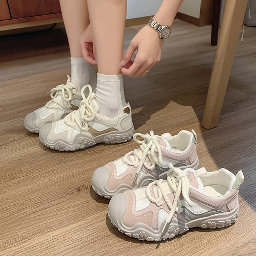 「春夏新款！复古好搭」新款网红爆款复古休闲登山鞋透气网面好搭厚底跑步运动鞋女鞋 商品图1