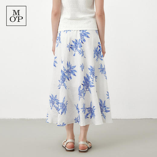 Marc O'Polo夏季新款植物印花天然亚麻舒适半身裙女长半裙 商品图3