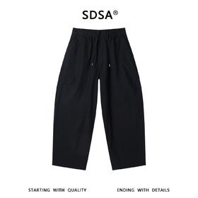 SDSA男装2026新款高贵轻奢日系纯色抽绳腰头阔腿休闲裤百搭裤子