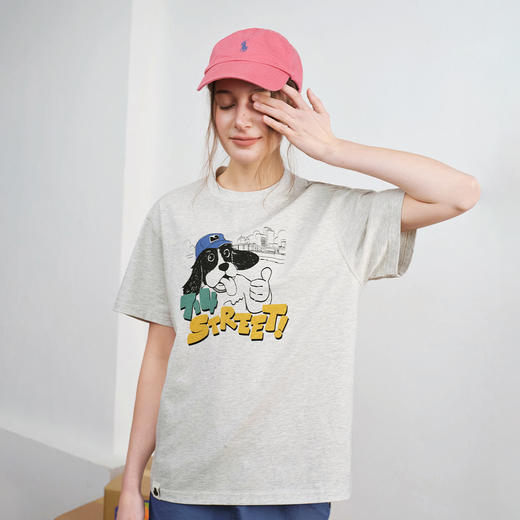 714street美式复古可爱小狗印花短袖T恤男2026夏季情侣款半袖上衣 商品图2